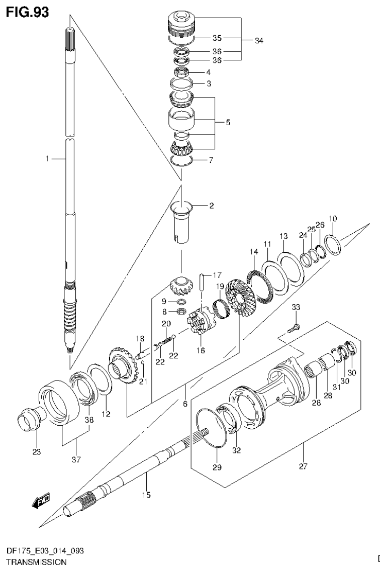 Suzuki DF175ZG TRANSMISSION (DF175Z E03) parts diagram